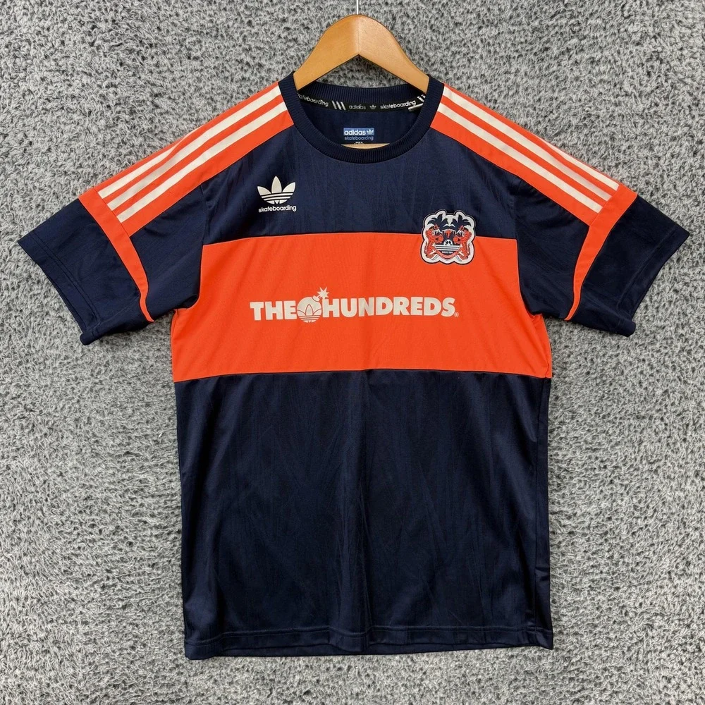 Adidas Shirt Mens Medium Blue Orange The Hundreds Skateboarding Climalite